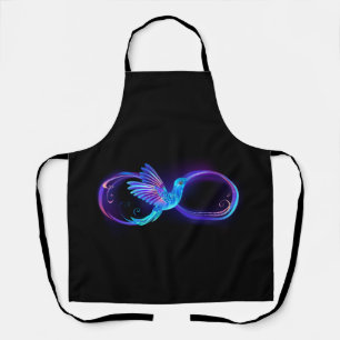 Neon Infinity Symbol with Glowing Hummingbird Apron