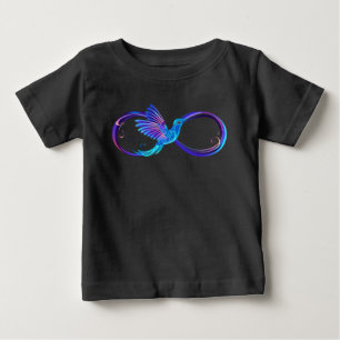 Neon Infinity Symbol with Glowing Hummingbird Baby T-Shirt