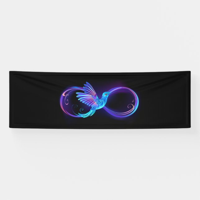 Neon Infinity Symbol with Glowing Hummingbird Banner (Horizontal)
