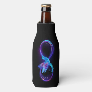 Neon Infinity Symbol with Glowing Hummingbird Bottle Cooler