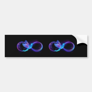 Neon Infinity Symbol with Glowing Hummingbird Bumper Sticker