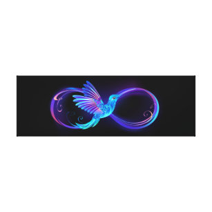 Neon Infinity Symbol with Glowing Hummingbird Canvas Print