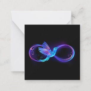 Neon Infinity Symbol with Glowing Hummingbird Card
