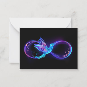 Neon Infinity Symbol with Glowing Hummingbird Card