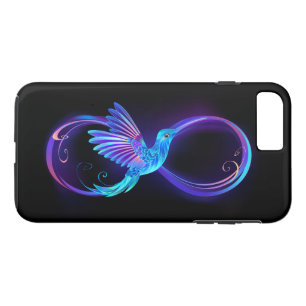 Neon Infinity Symbol with Glowing Hummingbird iPhone 8 Plus/7 Plus Case