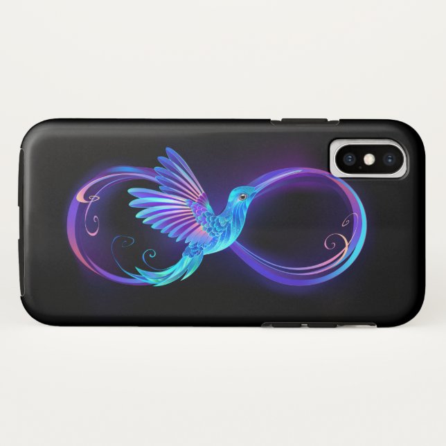 Neon Infinity Symbol with Glowing Hummingbird Case-Mate iPhone Case (Back (Horizontal))