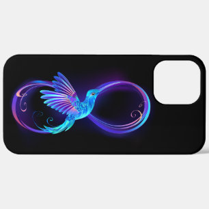 Neon Infinity Symbol with Glowing Hummingbird iPhone 12 Pro Max Case