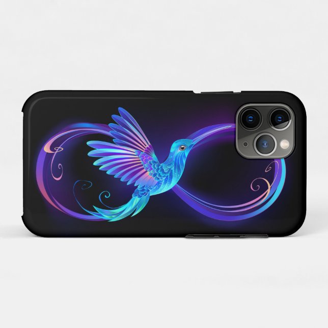 Neon Infinity Symbol with Glowing Hummingbird Case-Mate iPhone Case (Back (Horizontal))