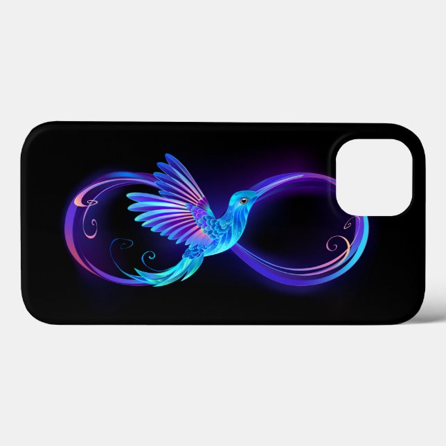 Neon Infinity Symbol with Glowing Hummingbird Case-Mate iPhone Case (Back (Horizontal))