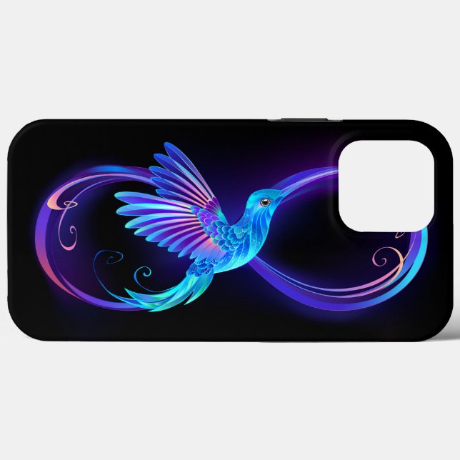 Neon Infinity Symbol with Glowing Hummingbird Case-Mate iPhone Case (Back (Horizontal))