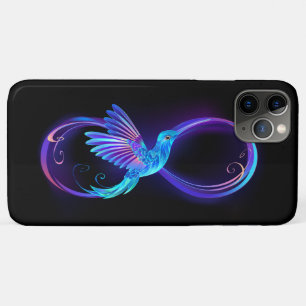 Neon Infinity Symbol with Glowing Hummingbird iPhone 11 Pro Max Case