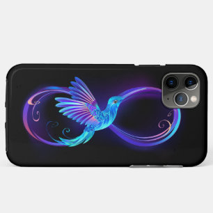 Neon Infinity Symbol with Glowing Hummingbird iPhone 11 Pro Max Case