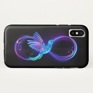 Neon Infinity Symbol with Glowing Hummingbird iPhone XS Case