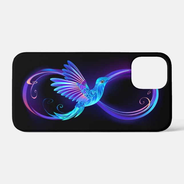 Neon Infinity Symbol with Glowing Hummingbird Case-Mate iPhone Case (Back (Horizontal))