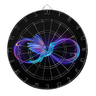 Neon Infinity Symbol with Glowing Hummingbird Dartboard