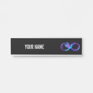 Neon Infinity Symbol with Glowing Hummingbird Door Sign