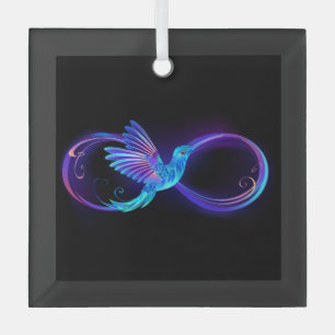 Neon Infinity Symbol with Glowing Hummingbird Glass Tree Decoration