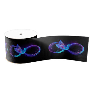 Neon Infinity Symbol with Glowing Hummingbird Grosgrain Ribbon