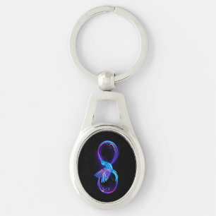 Neon Infinity Symbol with Glowing Hummingbird Key Ring