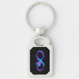 Neon Infinity Symbol with Glowing Hummingbird Key Ring