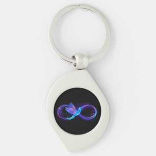 Neon Infinity Symbol with Glowing Hummingbird Key Ring