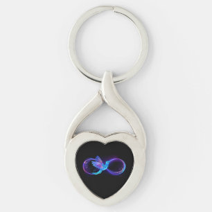 Neon Infinity Symbol with Glowing Hummingbird Key Ring