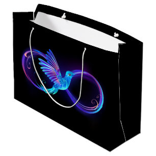Neon Infinity Symbol with Glowing Hummingbird Large Gift Bag