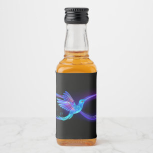 Neon Infinity Symbol with Glowing Hummingbird Liquor Bottle Label
