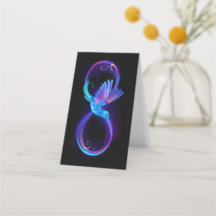 Neon Infinity Symbol with Glowing Hummingbird Loyalty Card
