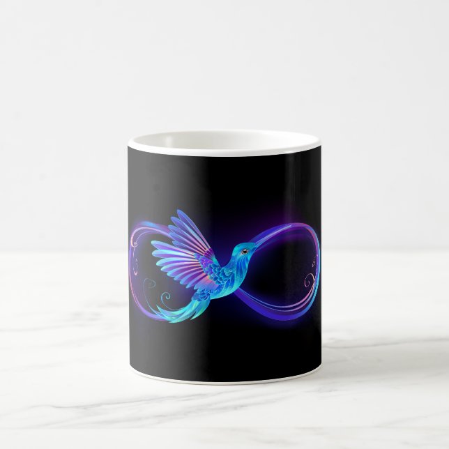 Neon Infinity Symbol with Glowing Hummingbird Magic Mug (Center)