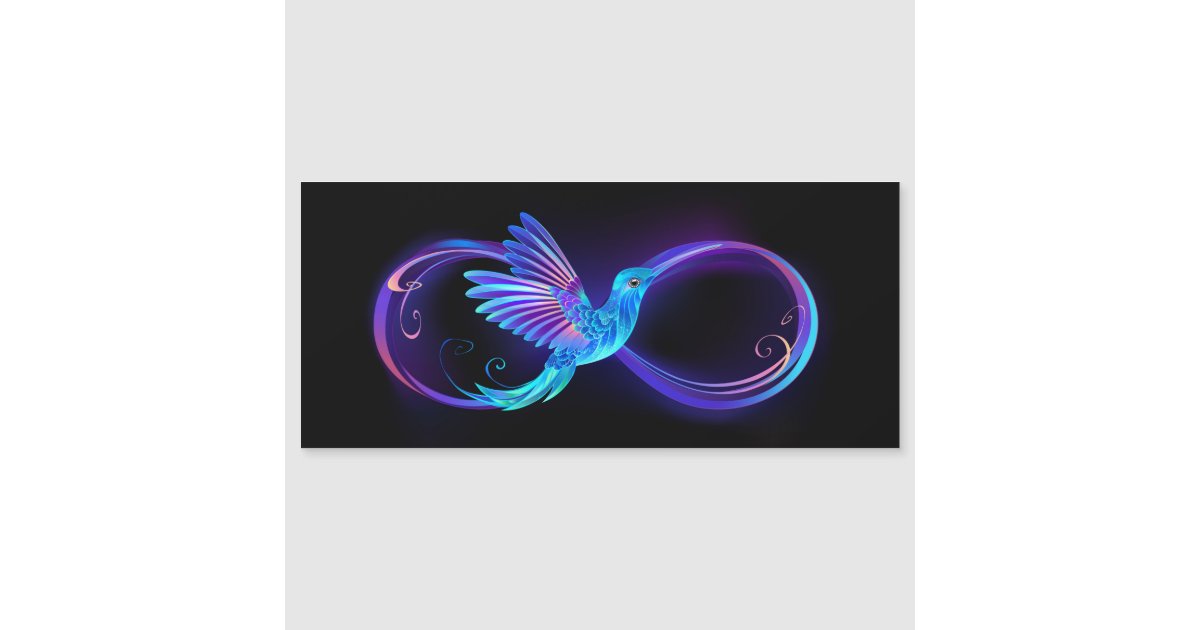 Neon Infinity Symbol with Glowing Hummingbird Magnetic Invitation | Zazzle