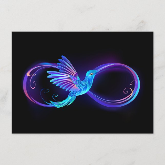 Neon Infinity Symbol with Glowing Hummingbird Menu (Front)