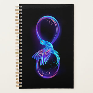 Neon Infinity Symbol with Glowing Hummingbird Planner