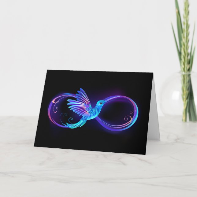 Neon Infinity Symbol with Glowing Hummingbird Programme (Front)