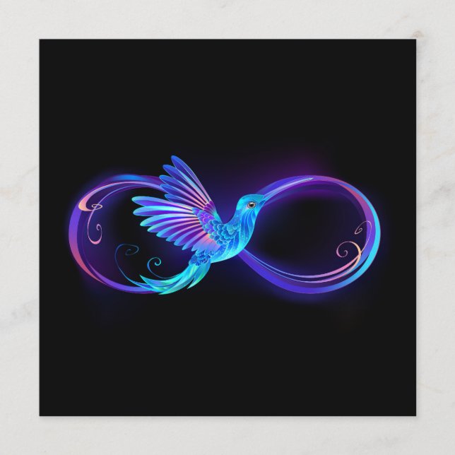 Neon Infinity Symbol with Glowing Hummingbird Programme (Front)