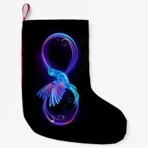 Neon Infinity Symbol with Glowing Hummingbird Small Christmas Stocking