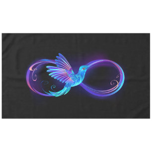 Neon Infinity Symbol with Glowing Hummingbird Tablecloth