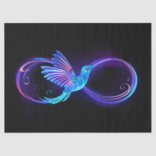 Neon Infinity Symbol with Glowing Hummingbird Tissue Paper (Front)