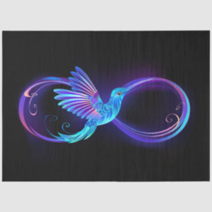Neon Infinity Symbol with Glowing Hummingbird Tissue Paper