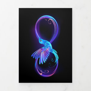 Neon Infinity Symbol with Glowing Hummingbird Tri-Fold Announcement