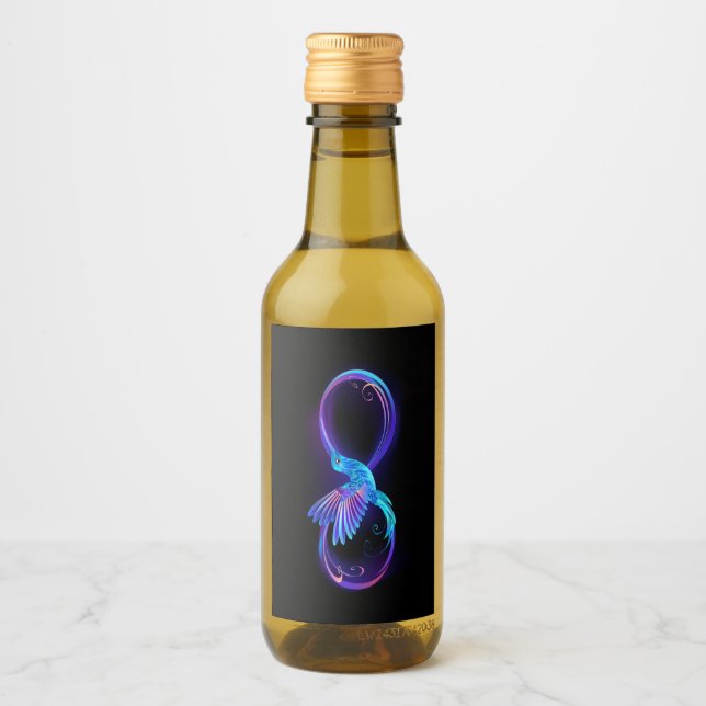 Neon Infinity Symbol with Glowing Hummingbird Wine Label (Front)