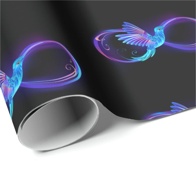 Neon Infinity Symbol with Glowing Hummingbird Wrapping Paper (Roll Corner)