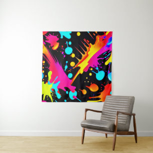 Neon Ink Splash Design Tapestry