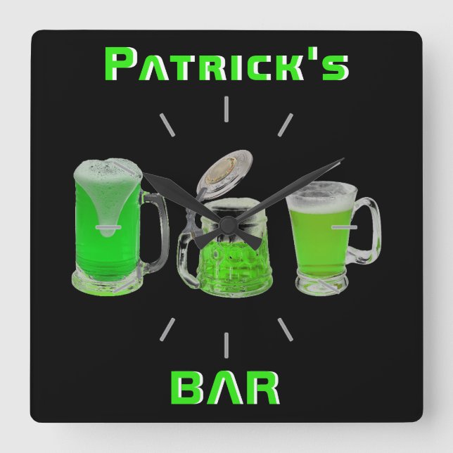 Neon Irish Pub Bar Sign Clock Personalised Mancave (Front)