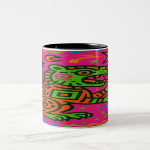 Neon Jaguar Spirit – Bold Tribal Coffee Mug