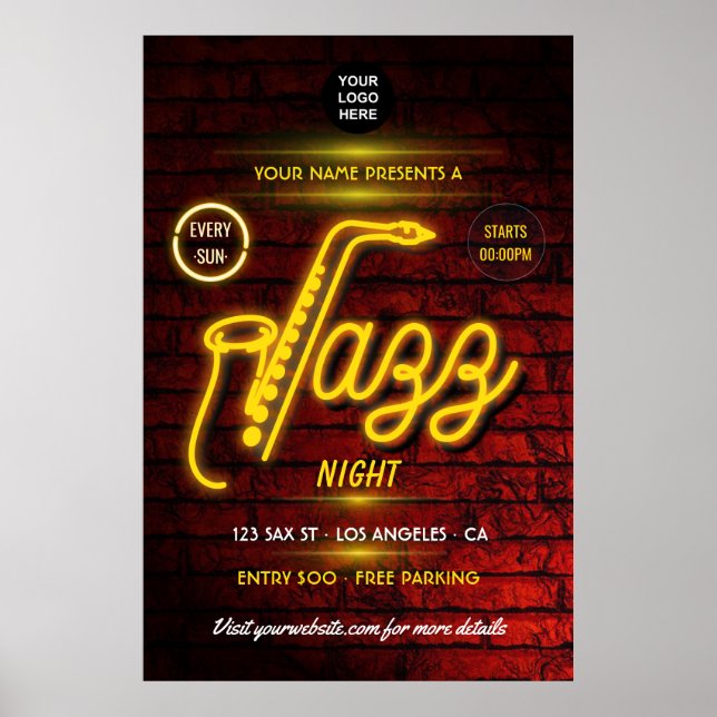 Neon Jazz Music Festival add logo Poster (Front)