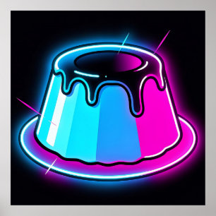Neon Jelly Glow Dessert Art Poster