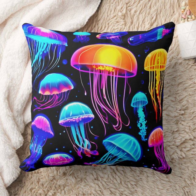 Neon Jellyfish Cushion (Blanket)