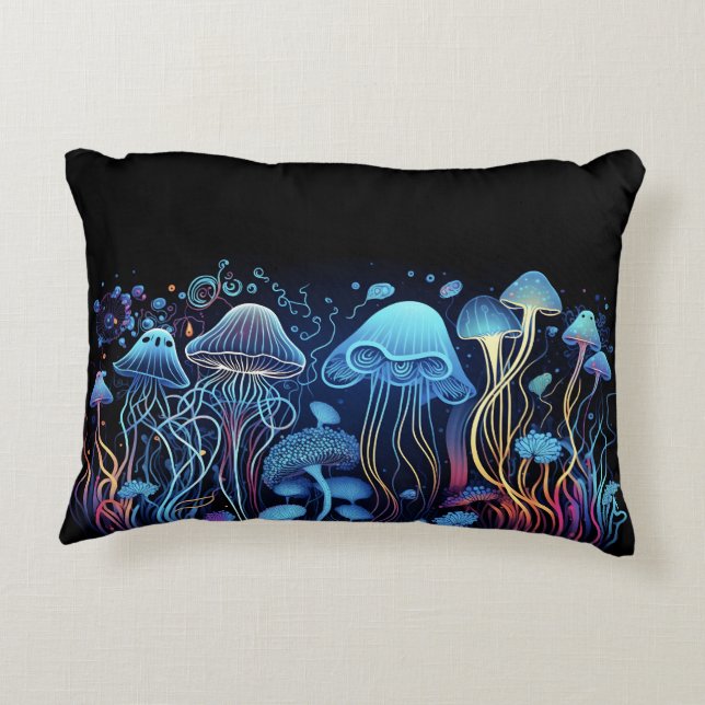 Neon Jellyfish Decorative Cushion (Back)