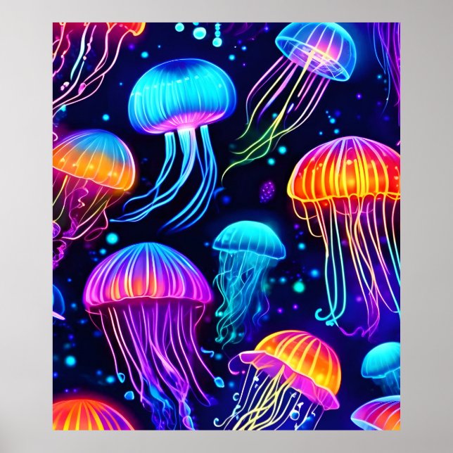 Neon Jellyfish Dreams Poster (Front)